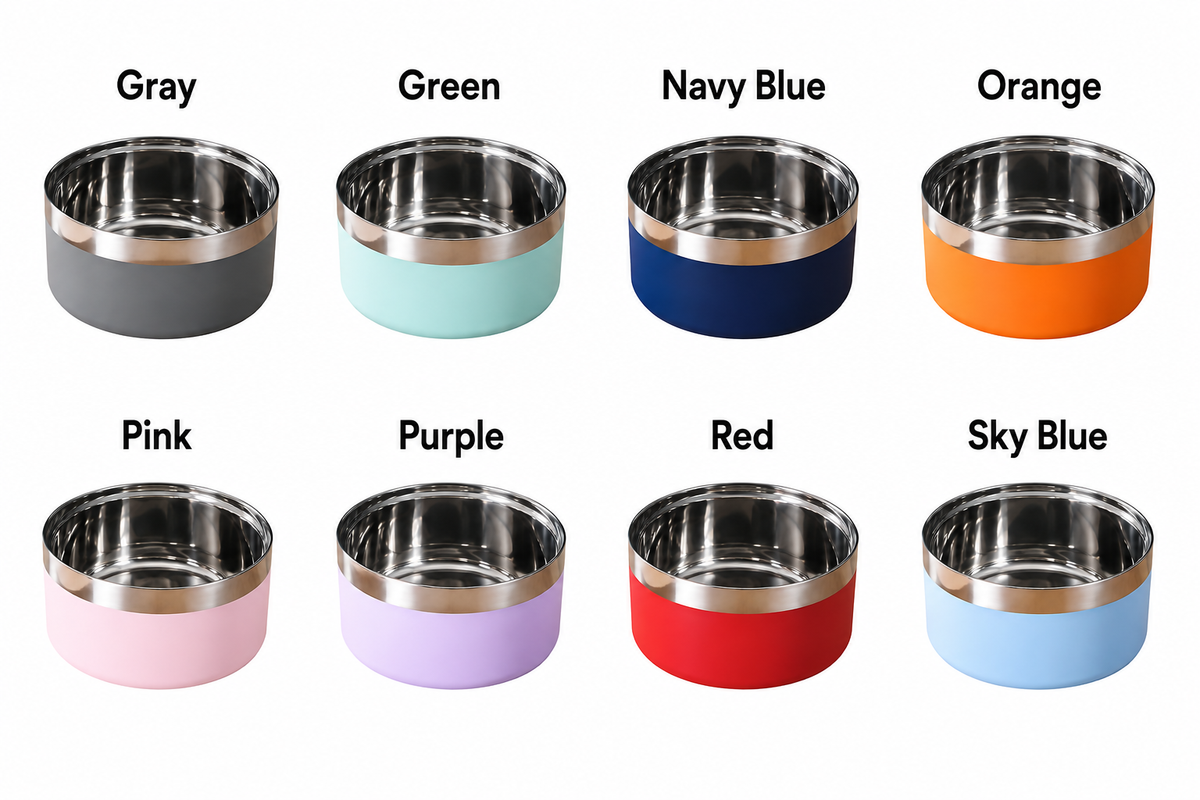 Custom Engraved Stainless Steel Double Pet Bowl | Personalized Dog & Cat Food & Water Feeding Station