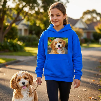 Kids Custom Pet Portrait Hoodie – Personalised Dog & Cat Illustration Apparel