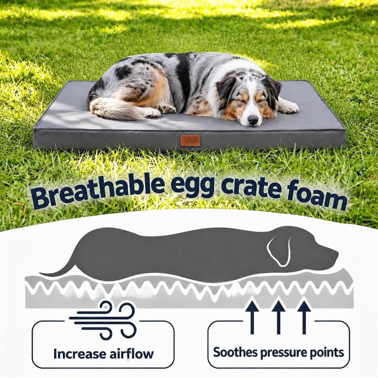 Orthopedic Waterproof Egg Crate Dog Bed – Supportive Foam Pet Mat & Travel Lounge
